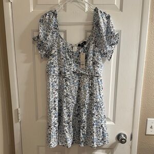 NWT Floral Blue and White Dress